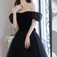 Black tulle long ball gown dress black evening dress - Thumbnail 3