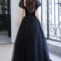 Black tulle long ball gown dress black evening dress - Thumbnail 5