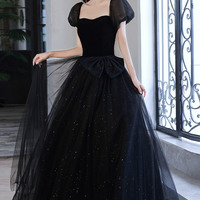 Black tulle long ball gown dress black evening dress - Thumbnail 6