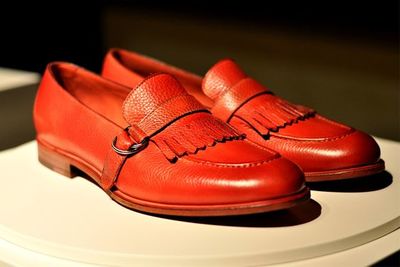 Top Rated Red Real Leather Fringe Monk Shoes, Hand Made Christmas Shoes