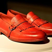 Top Rated Red Real Leather Fringe Monk Shoes, Hand Made Christmas Shoes - Thumbnail 1