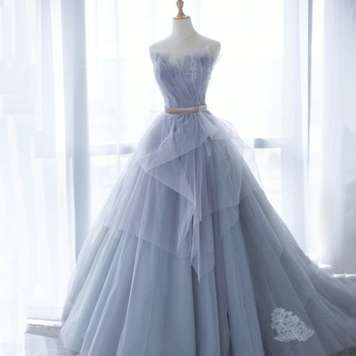Cute tulle lace long ball gown dress evening dress - Thumbnail 1