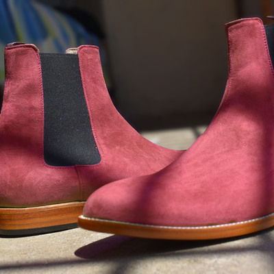 Handmade men's red suede chelsea boot, new ankle high boots