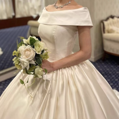 Off shoulder wedding dresses bridal gown solid wd345 - Thumbnail 3