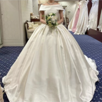 Off Shoulder Wedding Dresses Bridal Gown Solid WD345 - Thumbnail 1