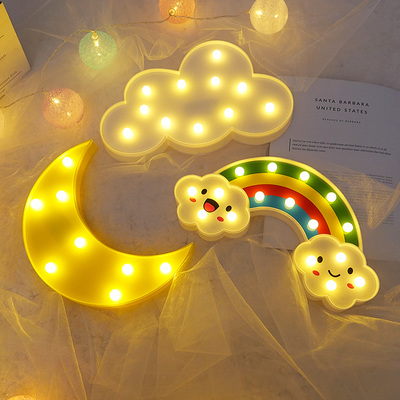 ins moon rainbow cloud room decoration princess shape led pendant light creative luminous night light dormitory decoration
