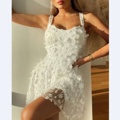 Sling fashion sexy white sleeveless dress - Thumbnail 1