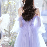 Purple tulle short prom dress homecoming dress - Thumbnail 2