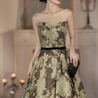 Elegant A-line floral long prom dress evening dress - Thumbnail 1