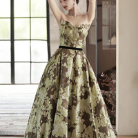 Elegant A-line floral long prom dress evening dress - Thumbnail 2