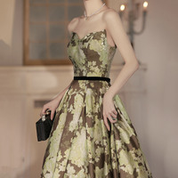 Elegant A-line floral long prom dress evening dress - Thumbnail 4