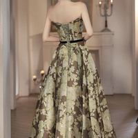Elegant A-line floral long prom dress evening dress - Thumbnail 5