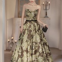 Elegant A-line floral long prom dress evening dress - Thumbnail 6