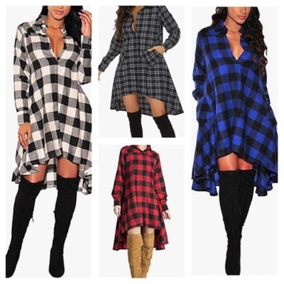 Plaid fashion dress-td - Thumbnail 5