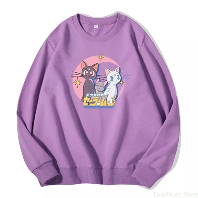 Japanese Anime Girl Cat Cartoon Print Hoodie 