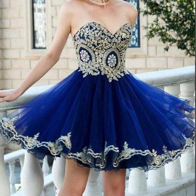 Sweetheart royal blue lace homecoming dress,short prom dresses,94 - Thumbnail 4