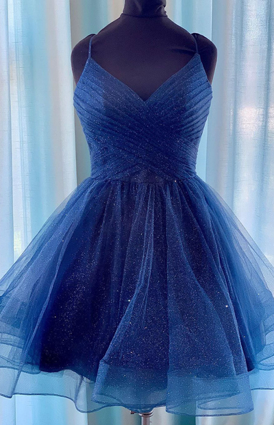 Homecoming Dresses Short,Homecoming Dresses Spaghetti Straps,Homecoming Dresses Sparkly Tulle,Graduation Dresses Royal Blue,1478