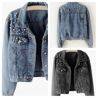 Pearl accent denim jacket -td - Thumbnail 3