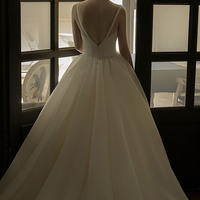 Champange tulle long prom dress A-line evening dress - Thumbnail 4