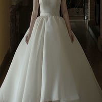 Champange tulle long prom dress A-line evening dress - Thumbnail 5