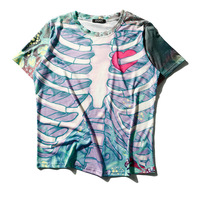 Sweet punk color rib painted 3D sweater T-shirt - Thumbnail 3