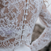 Two Piece Beach Wedding Dresses Bridal Gown with Sleeves DW4 - Thumbnail 2