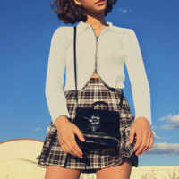 Turn-down Collar Zip up Knitted Cardigan Jacket - Thumbnail 7