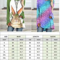 New 3D Abstract Print Crew Neck Long Sleeve T-Shirt - Thumbnail 1