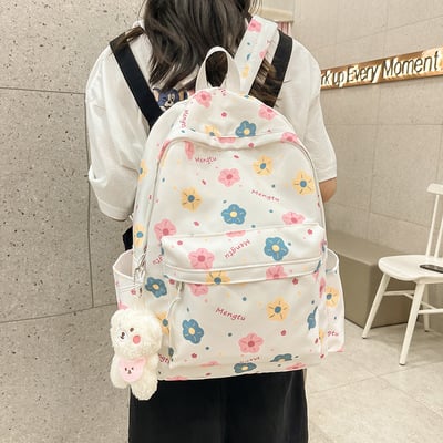 Korean ins cute cartoon printed backpack japanese ulzzang college style cute girl schoolbag - Thumbnail 2