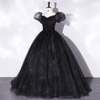 Black tulle long ball gown dress formal dress - Thumbnail 2