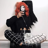 Cute Contrast Cargo Pant Loose Waist Plaid Checkered Trouser Jogger E-Girl Kawaii Korean Japanese Harajuku Chinese Retro Streetwear Aesthetic - Thumbnail 2