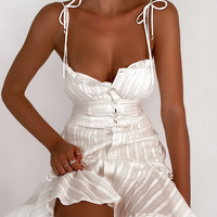 Elegant White Sling Sexy High Waist Sleeveless Dress - Thumbnail 1