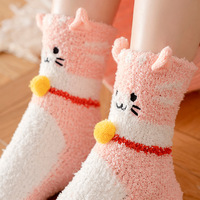 6Pairs/Set Lucky Cat Fleece Socks - Thumbnail 3