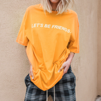 Unisex let's be friends t shirt in yellow - Thumbnail 5