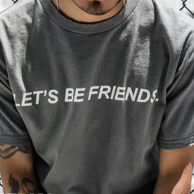Unisex let's be friends t shirt in grey - Thumbnail 5