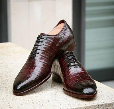 Gorgeous Wear Top Trending Brown Genuine Alligator Skin Party Wear Lace Up Hand Made Shoes