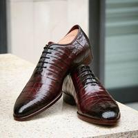 Gorgeous Wear Top Trending Brown Genuine Alligator Skin Party Wear Lace Up Hand Made Shoes - Thumbnail 1