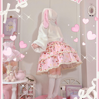 Soft Fluffy Warm Winter Cute Anime Girl Rabbit Bunny Ears Plush Coat Jacket - Thumbnail 4