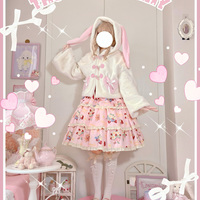 Soft Fluffy Warm Winter Cute Anime Girl Rabbit Bunny Ears Plush Coat Jacket - Thumbnail 6