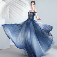 BLUE SEQUINS LONG PROM DRESS FASHION GIRL DRESS,1481 - Thumbnail 1