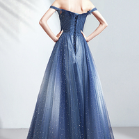 BLUE SEQUINS LONG PROM DRESS FASHION GIRL DRESS,1481 - Thumbnail 2