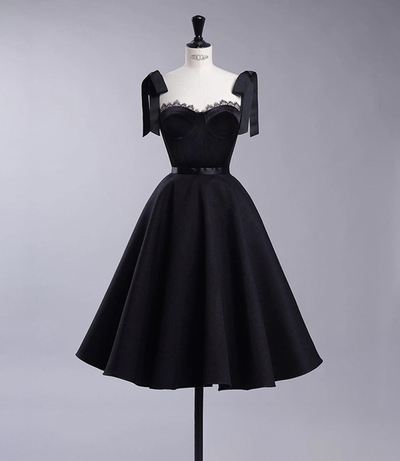 Black A line short prom dress A line homecoming dress，1486