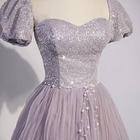 Stylish tulle sequins long prom dress evening dress - Thumbnail 2