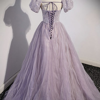 Stylish tulle sequins long prom dress evening dress - Thumbnail 4