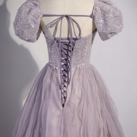 Stylish tulle sequins long prom dress evening dress - Thumbnail 5