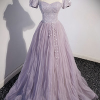 Stylish tulle sequins long prom dress evening dress - Thumbnail 7