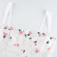 White Cherry Floral Embroidery Milkmaid Corset Top Summer Aesthetic Casual E-Girl Kawaii Korean Japanese Harajuku - Thumbnail 5
