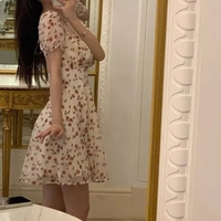 Sweet French Floral Elgeant Lace Backless Mini Dress Aesthetic Casual E-Girl Kawaii Korean Japanese Harajuku - Thumbnail 1