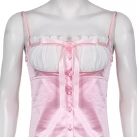 Sweet Elegant Bow Satin Crop Top Aesthetic Casual E-Girl Kawaii Korean Japanese Harajuku - Thumbnail 5