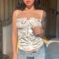 Sweet Elegant Bow Satin Crop Top Aesthetic Casual E-Girl Kawaii Korean Japanese Harajuku - Thumbnail 2